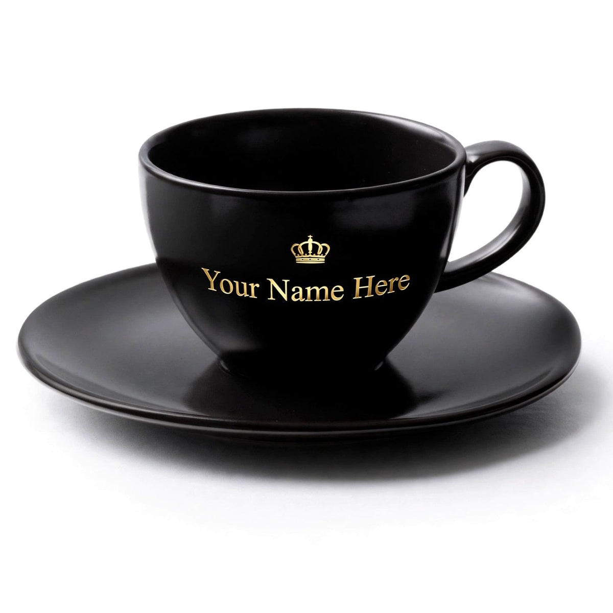 Customized Black Cup & Saucer Set – 12 Pcs | Personalized Coffee Cup Set