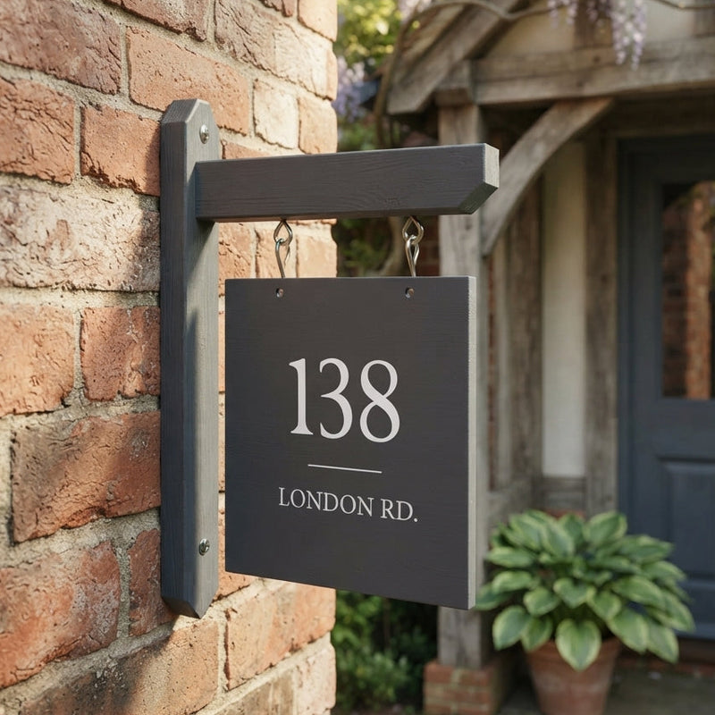 Personalized Solid Wood Hanging House Sign & Number Plate – New Home Gift | Pakistan