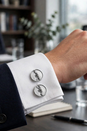 Royal Tiger Cufflinks – 3D Gold & Silver Medallion