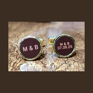 Customized Name Engraved Cufflinks – Personalized Initials & Date Cufflinks for Men