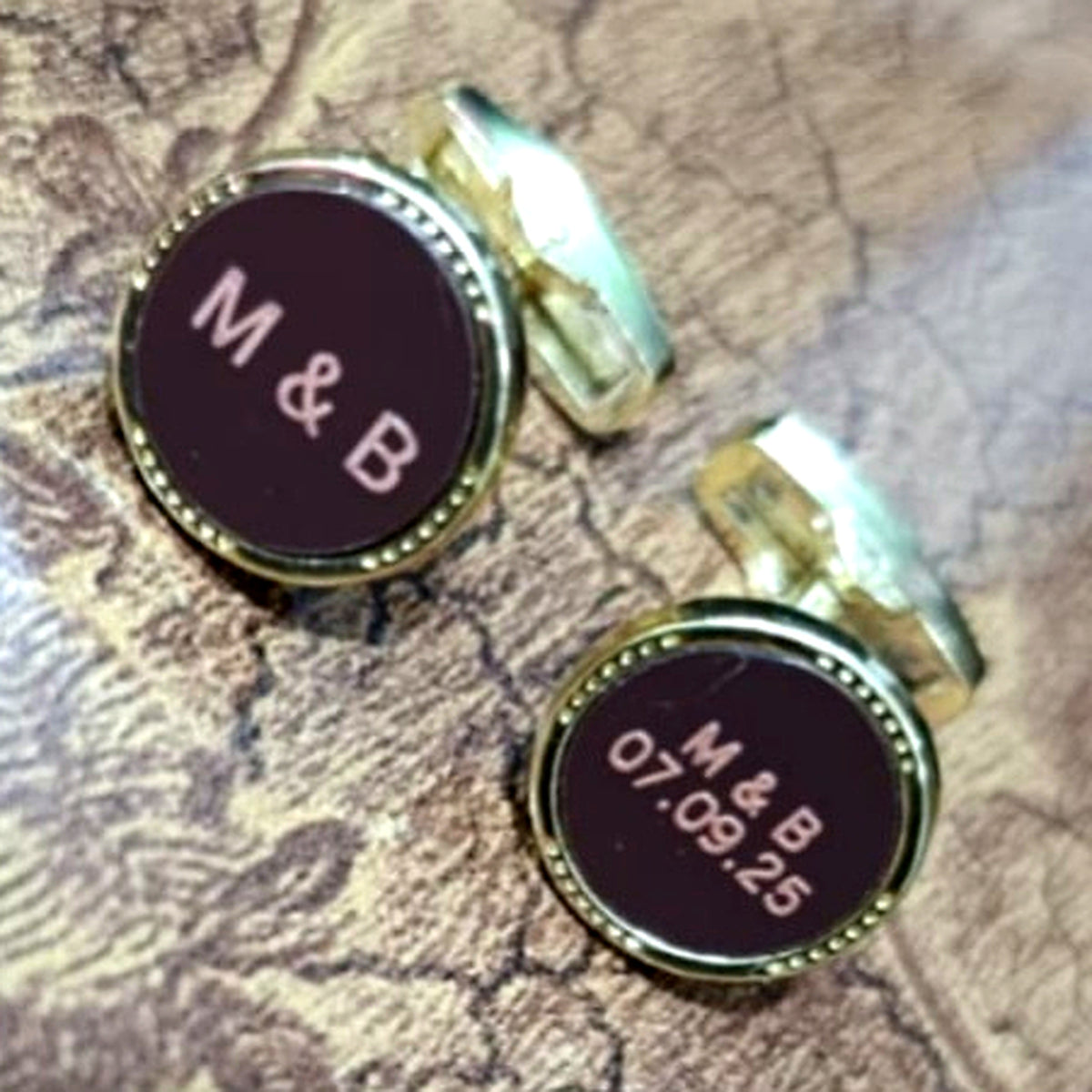 Customized Name Engraved Cufflinks – Personalized Initials & Date Cufflinks for Men
