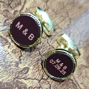 Customized Name Engraved Cufflinks – Personalized Initials & Date Cufflinks for Men