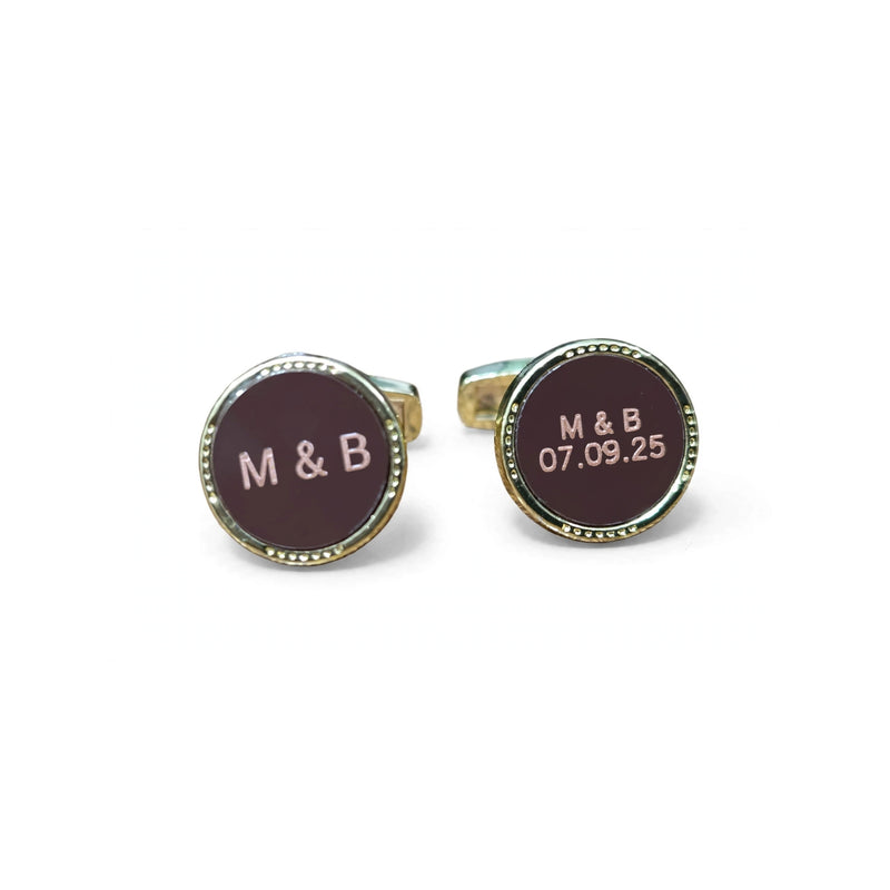 Customized Name Engraved Cufflinks – Personalized Initials & Date Cufflinks for Men