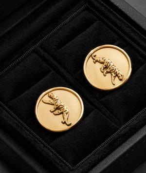 Royal Tiger Cufflinks – 3D Gold & Silver Medallion