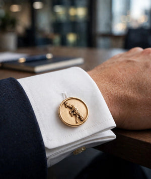 Royal Tiger Cufflinks – 3D Gold & Silver Medallion