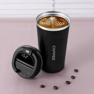 Customized Smart LED insulated Metal Flask Mug - Black