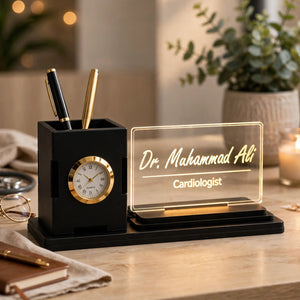 Custom Name Pen Holder with Clock & LED Display
