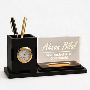 Custom Name Pen Holder with Clock & LED Display