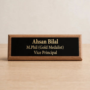 Custom Wooden & Acrylic Table Name Plate | Personalized Office Desk Name Sign