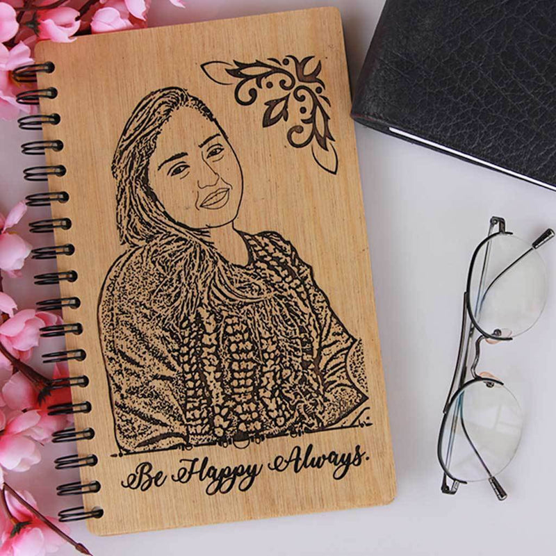 Customized Engraved Wooden Diary - With Gift Box