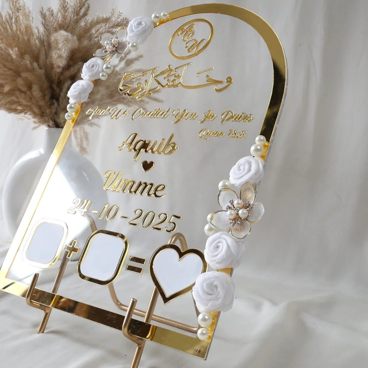 Personalized Nikkah Thumb Board – 12×8 Inches Acrylic Plaque with Stand |
