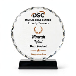 Customized Crystal Shield Trophy Award with Black Base