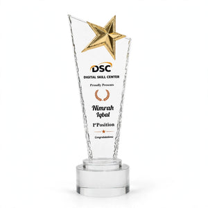 Customized Crystal Star Trophy Award – Best Student & 1st Position Award Shield | DSC Award