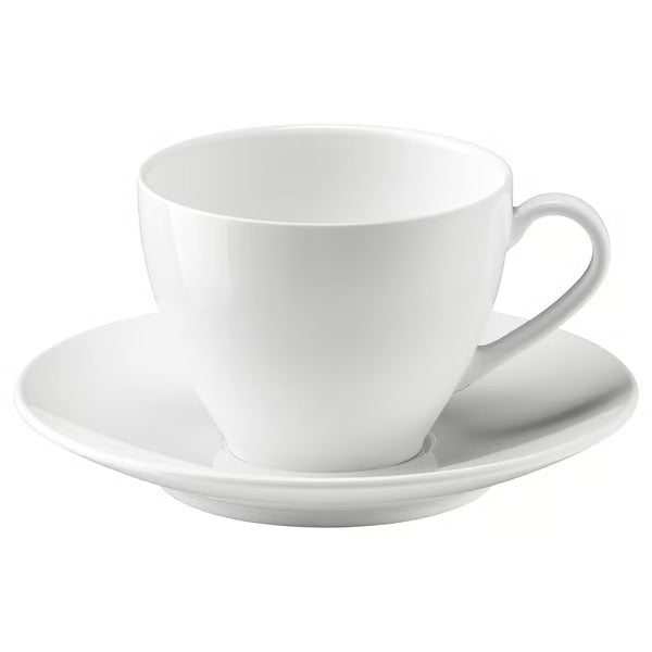 Customized White Cup & Saucer Set – 12 Pcs | Personalized Coffee Cup Set