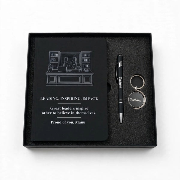 Customized Diary, Metal Pen & Metal Keychain Gift Set