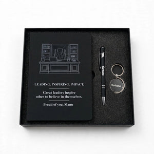 Customized Diary, Metal Pen & Metal Keychain Gift Set