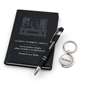 Customized Diary, Metal Pen & Metal Keychain Gift Set