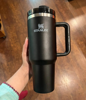 Customized Black Tumbler with Straw