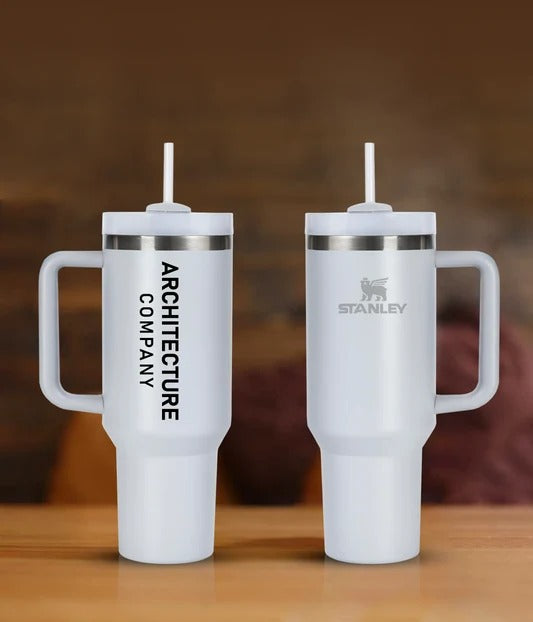 Customized Tumbler with Straw - White