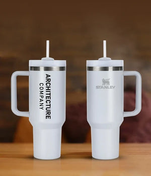 Customized Tumbler with Straw - White