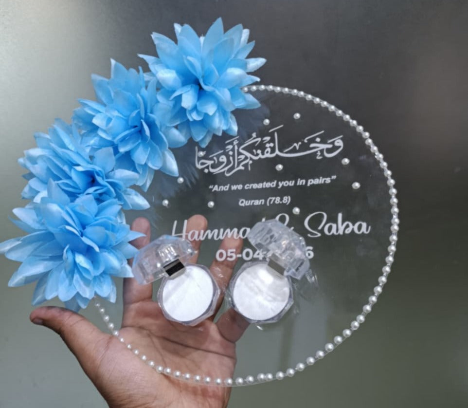 Customized Wedding Engagement Acrylic Ring Holder Engraved - 12x12 Inches | DYO