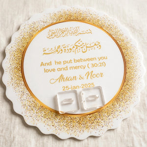 Customized Wedding Engagement Acrylic Ring Holder UV Printed - 12x12 Inches