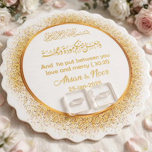 Customized Wedding Engagement Acrylic Ring Holder UV Printed - 12x12 Inches
