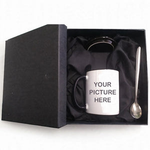 Personalized Mug with Lid & Spoon in Gift Box – Custom Name, Photo & Text | Design Your Own Pakistan
