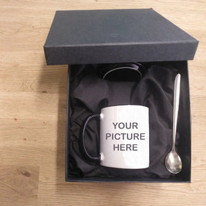Personalized Mug with Lid & Spoon in Gift Box – Custom Name, Photo & Text | Design Your Own Pakistan