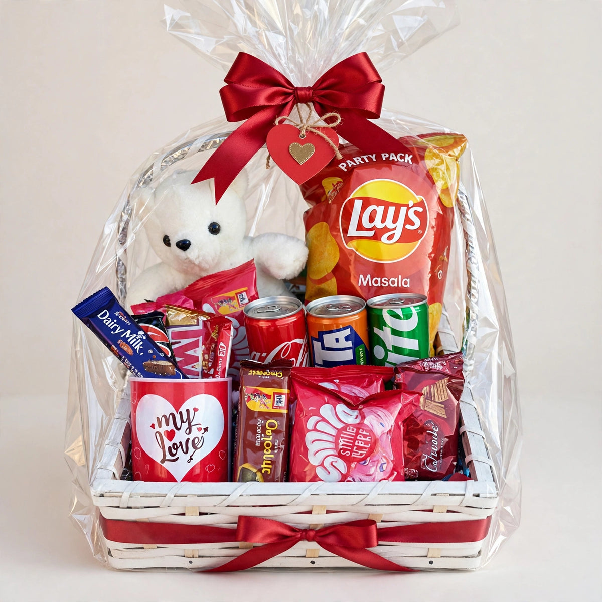 Love & Snacks Gift Basket – Teddy Bear, Chocolates & Treats | Delivery in Islamabad & Rawalpindi Only