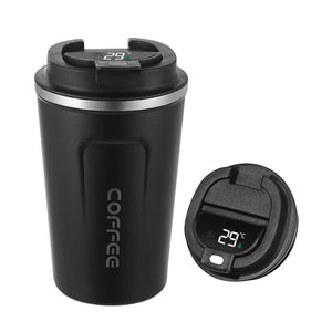 Customized Smart LED insulated Metal Flask Mug - Black