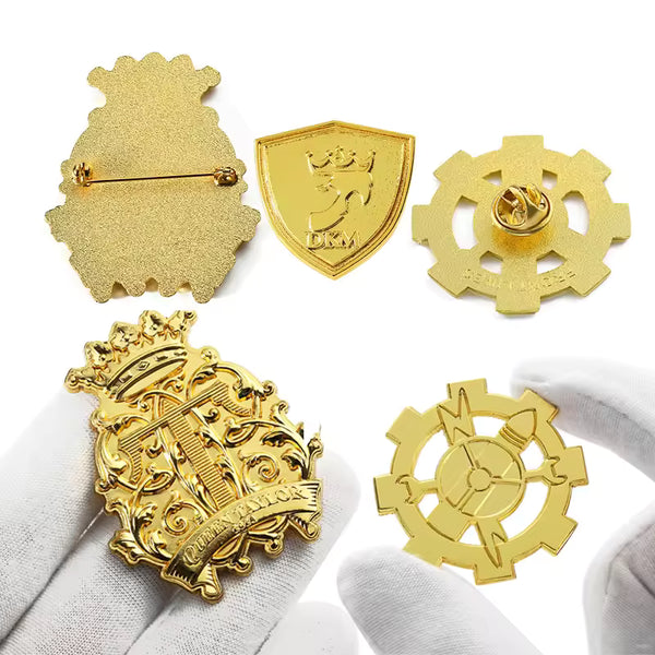 Custom Design Your Own Embossed Logo & Name Lapel Pin - Gold Brass
