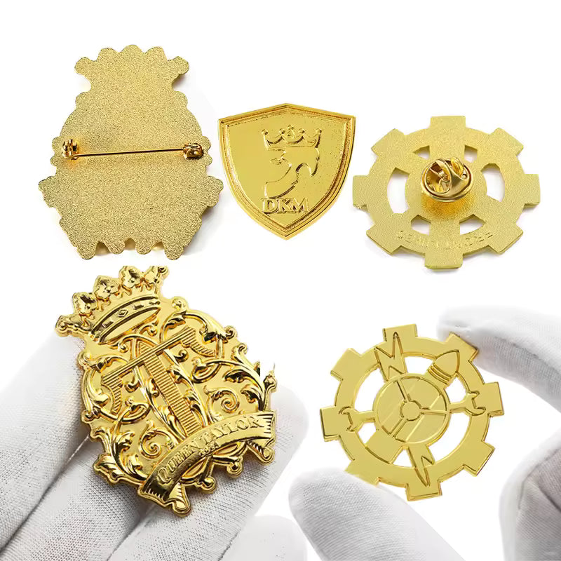Custom Design Your Own Embossed Logo & Name Lapel Pin - Gold Brass