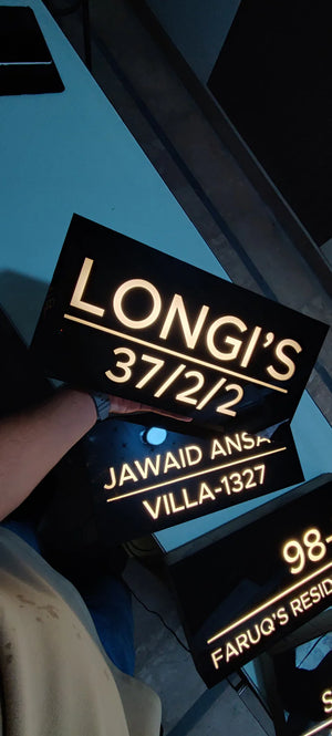 Customiseable Acrylic House Name Plate - LED