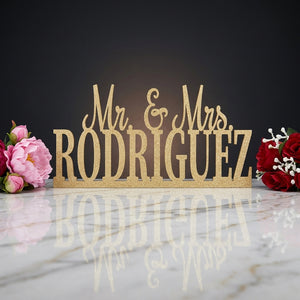 Mr & Mrs Custom Wedding Name Sign – Golden Foil Acrylic | Wedding Gift Pakistan
