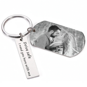 Custom Metal Engraved Keychain with Bar – Personalized Name & Message Key Ring