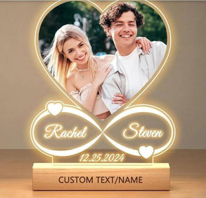 Infinity Heart Custom Photo LED Lamp - Personalized Couple Name Light