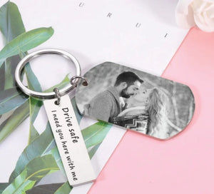 Custom Metal Engraved Keychain with Bar – Personalized Name & Message Key Ring