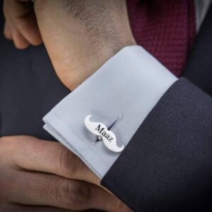 Mustache Name Engraved Cufflinks: (Free Custom Engraving)