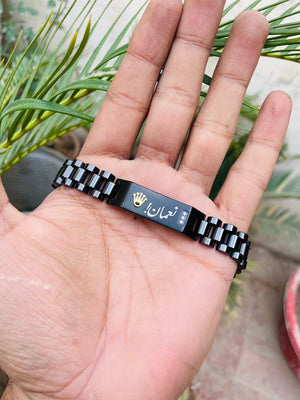 Design Your Own Name Engraved Good Quality Rolex Bracelet - Black