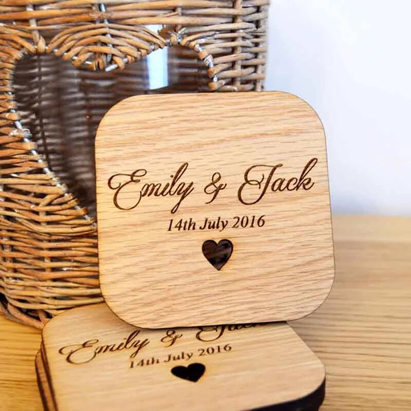 Customized Wooden Coaster, Coasters, Tea, Coffee, Name, Text Lasani Coasters - Square