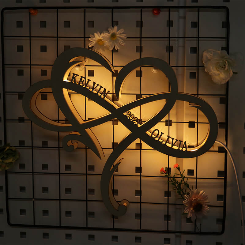 Personalized Infinity heartwood lamp (2x2) Feet's