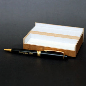 Personalized Black & Gold Pen with Gift Box | DYO