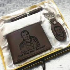 Personalized Gift Box Includes Wallet, Pen, Key chain with Custom Picture & Name Engraved
