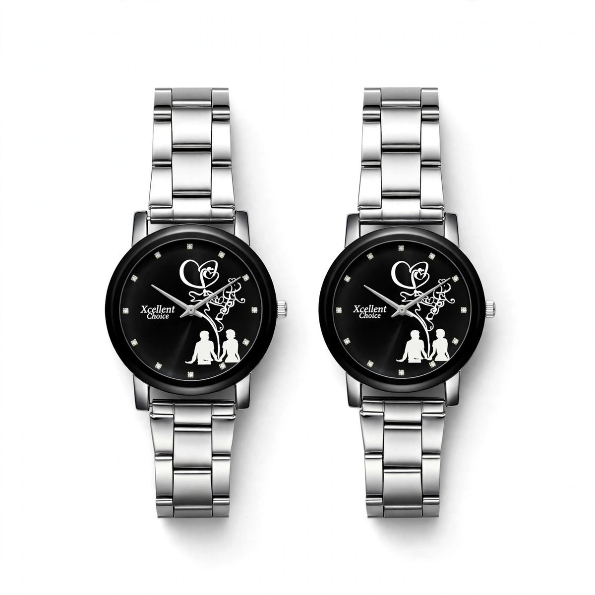Couple Watches Pair – Silver Chain Stainless Steel | Romantic His & Hers Matching Watches