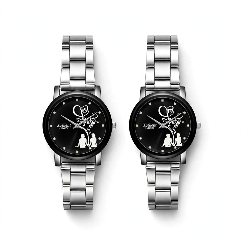 Couple Watches Pair – Silver Chain Stainless Steel | Romantic His & Hers Matching Watches
