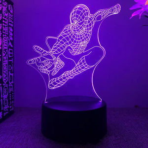 Spider-Man 3D Illusion LED Lamp - Superhero Night Light - 3 Action Poses - Acrylic 7 Color Changing Lamp