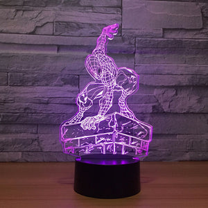 Spider-Man 3D Illusion LED Lamp - Superhero Night Light - 3 Action Poses - Acrylic 7 Color Changing Lamp