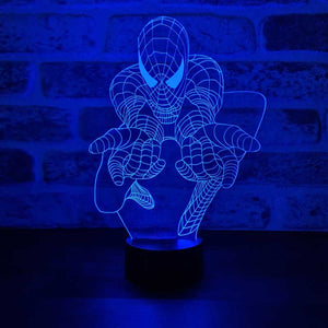 Spider-Man 3D Illusion LED Lamp - Superhero Night Light - 3 Action Poses - Acrylic 7 Color Changing Lamp