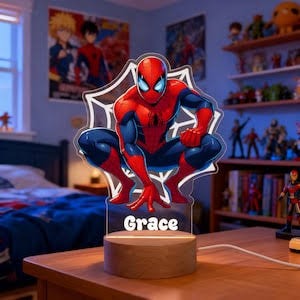 Personalized Full Color Spider-Man LED Lamp With Custom Name